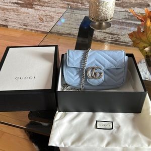 Super mini Gucci marmont limited edition in pastel blue